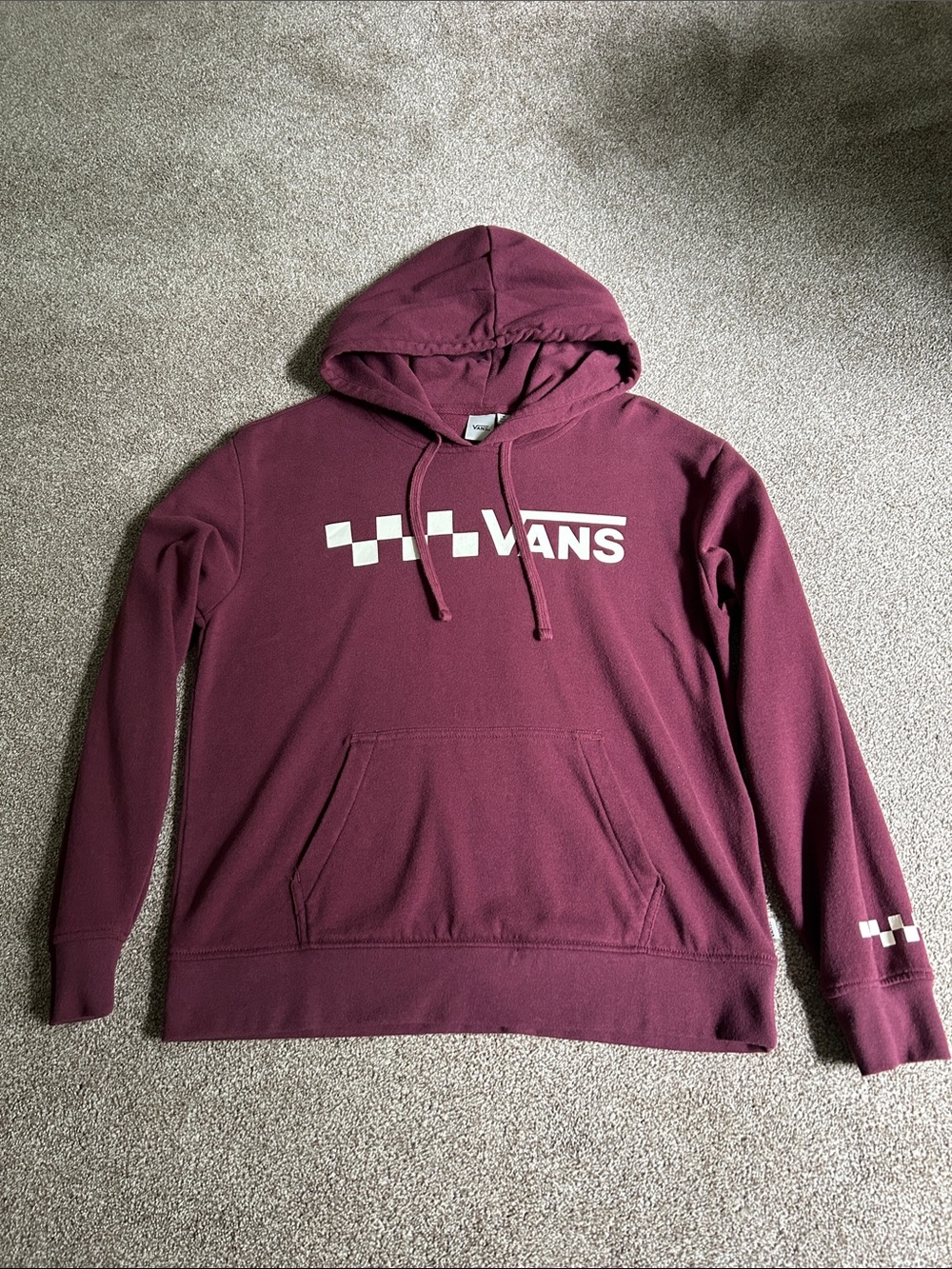 Vans Checkerboard Pullover Hoodie in Burgundy Wine